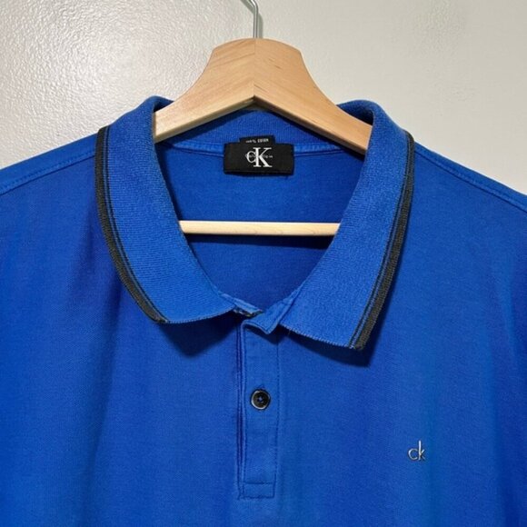Calvin Klein Men’s XL Pima Cotton Polo Shirt in Royal Blue - Classic Fit - Picture 12 of 13